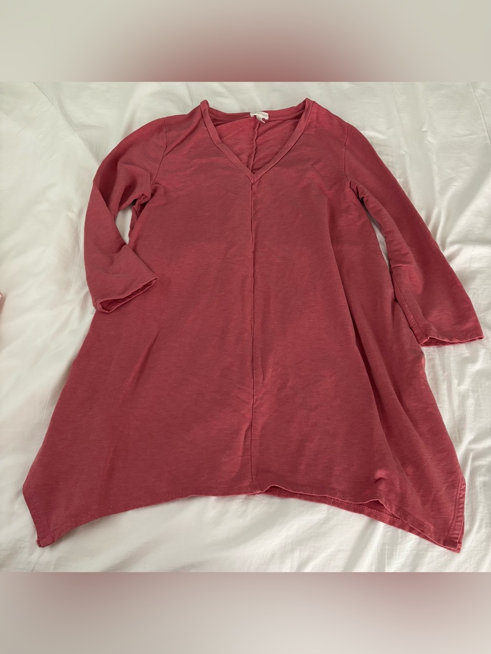 Garnet Hill Pop Over Knit Tunic Pink Tencel Handkerchief Hem Size M